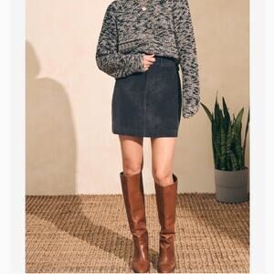 Faherty stretch cord mini skirt washed black classic preppy equestrian a line 6